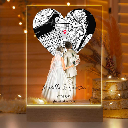 Personalisierte LED-Lampe aus Acrylglas "Brautpaar #2"