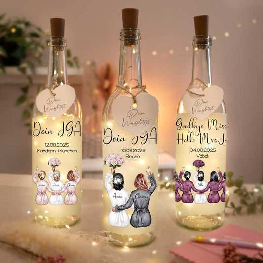Personalisierte Lichterflasche "Junggesellenabschied JGA #1"