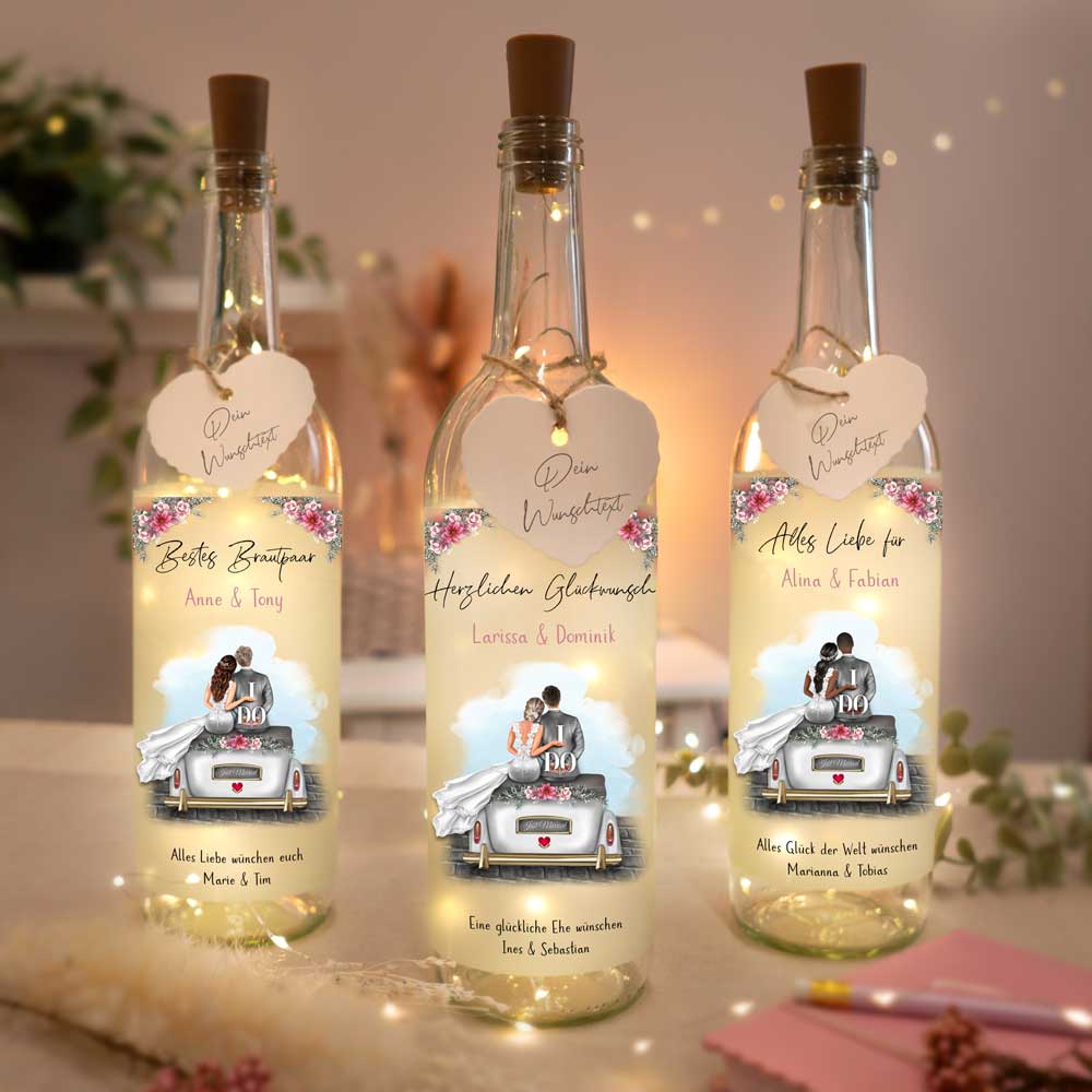 Personalisierte Lichterflasche "Brautpaar #1"