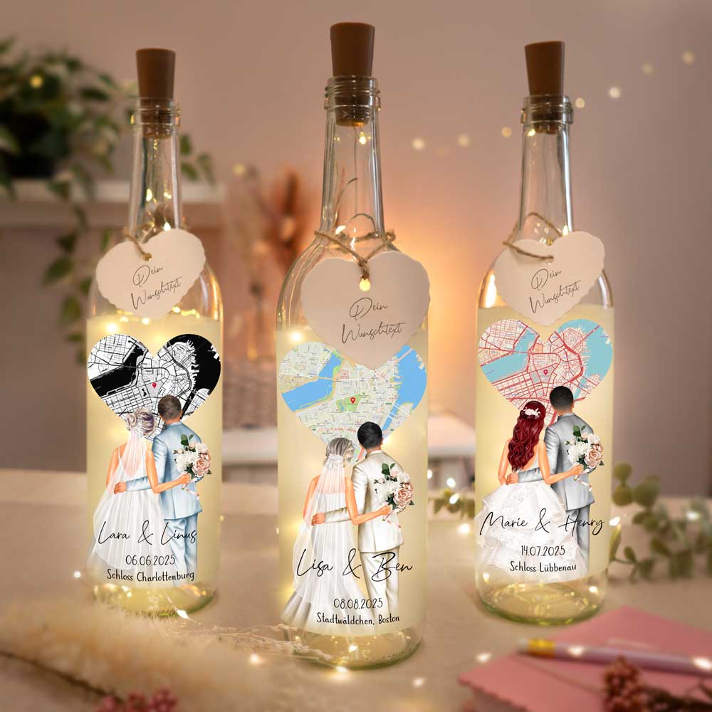 Personalisierte Lichterflasche "Brautpaar #2"
