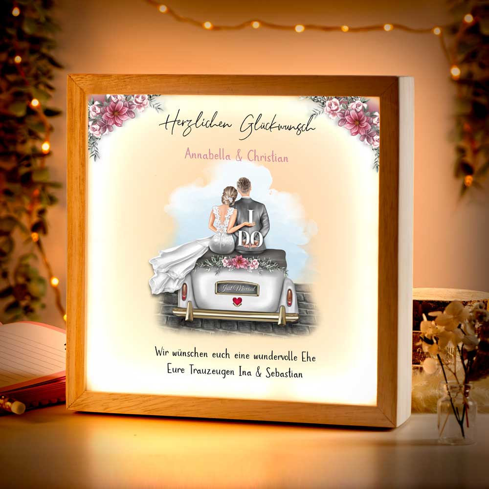 Beleuchteter Bilderrahmen inkl. personalisiertem Bild "Brautpaar #1"