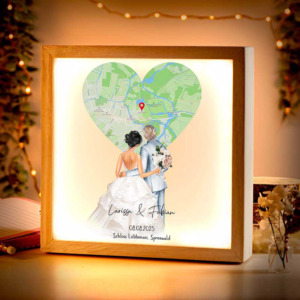 Beleuchteter Bilderrahmen inkl. personalisiertem Bild "Brautpaar #2"
