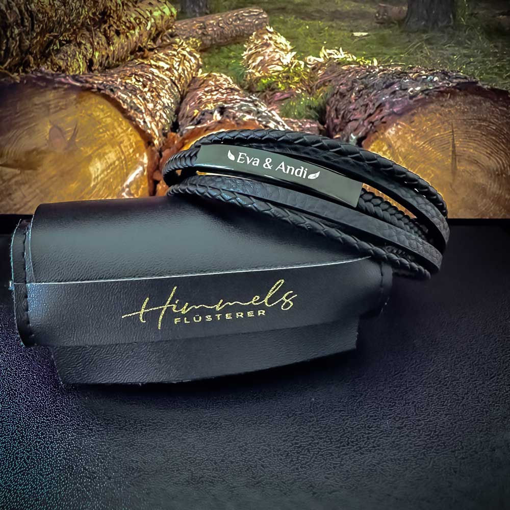 Für Herren: Leder Gravur-Armband Nr. 1 | individuelle Größenanpassung | Magnetischer Verschluss | Echtes Leder