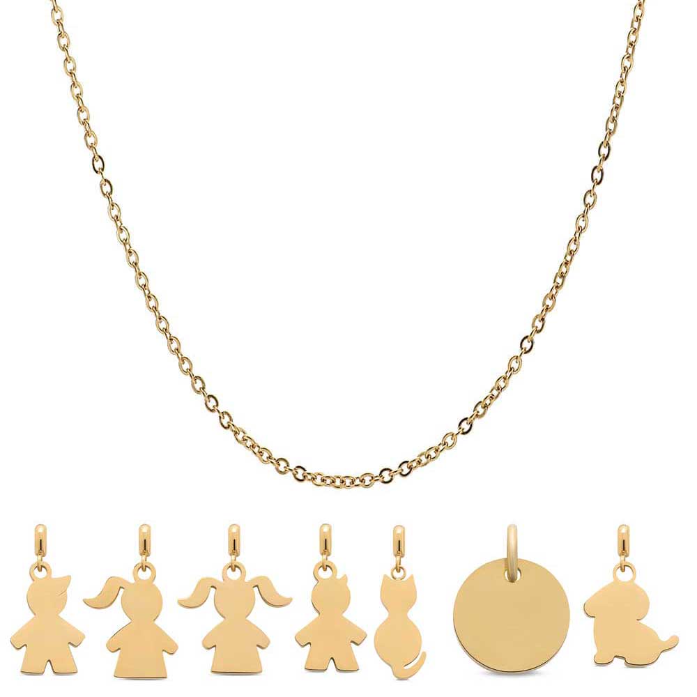 Gravur Halskette "Deine Familie" #2 mit personalisierten Charm-Anhängern