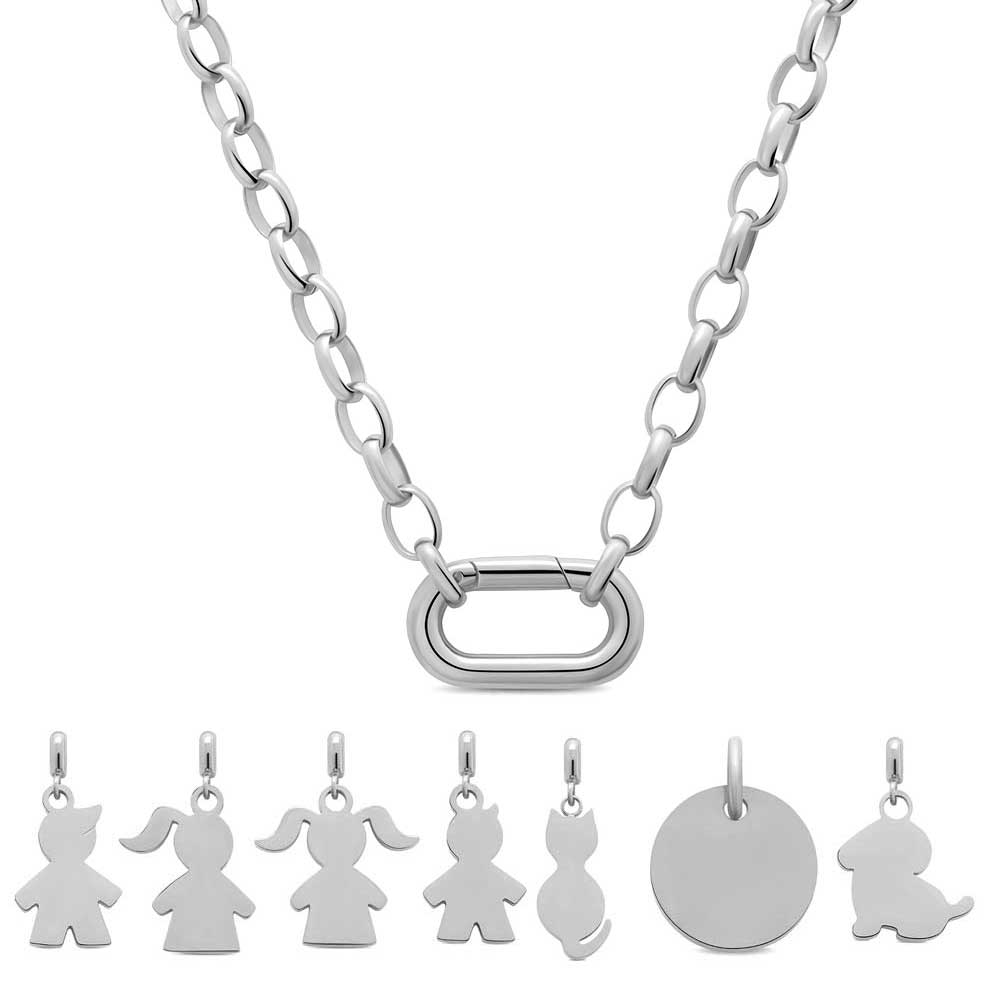 Gravur Halskette "Deine Familie" #1 mit personalisierten Charm-Anhängern