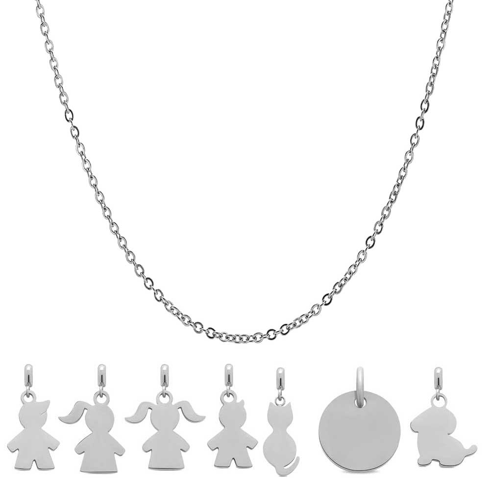 Gravur Halskette "Deine Familie" #2 mit personalisierten Charm-Anhängern