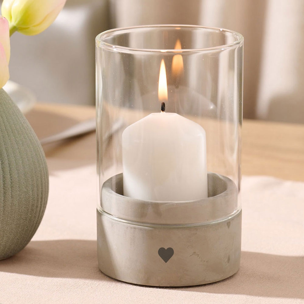 Windlicht - Deco mit Liebe | Betonsockel | Gravur Spruch