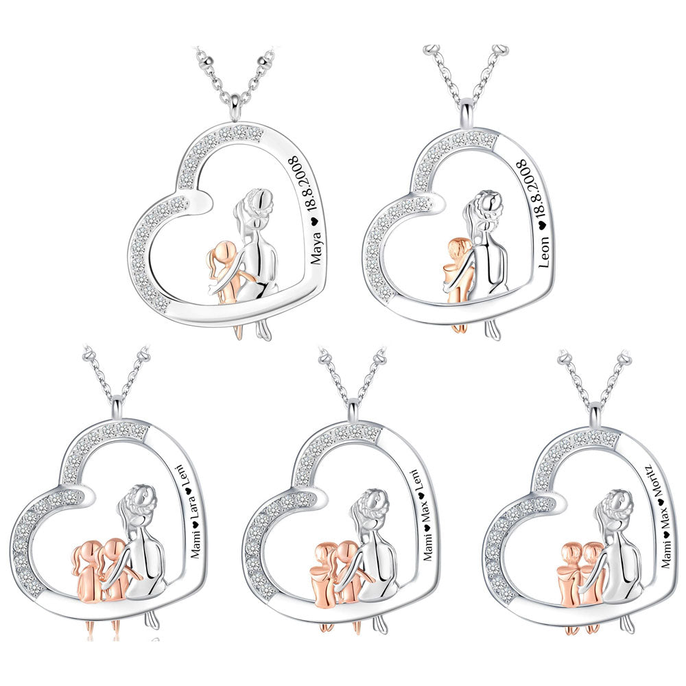 Herz-Halskette mit Gravur "Ich  & meine Kinder" | Mama | Tochter | Sohn