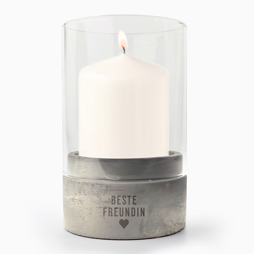 Windlicht - Deco mit Liebe | Betonsockel | Gravur Spruch