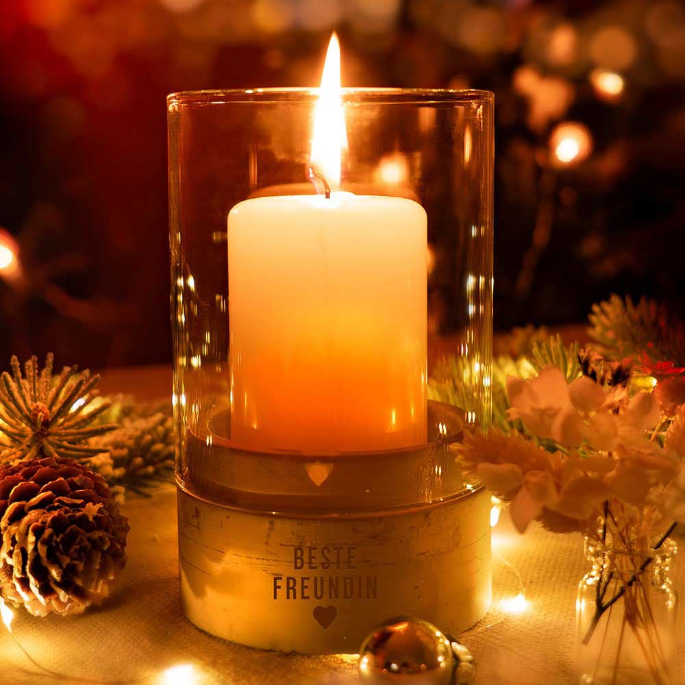Windlicht - Deco mit Liebe | Betonsockel | Gravur Spruch