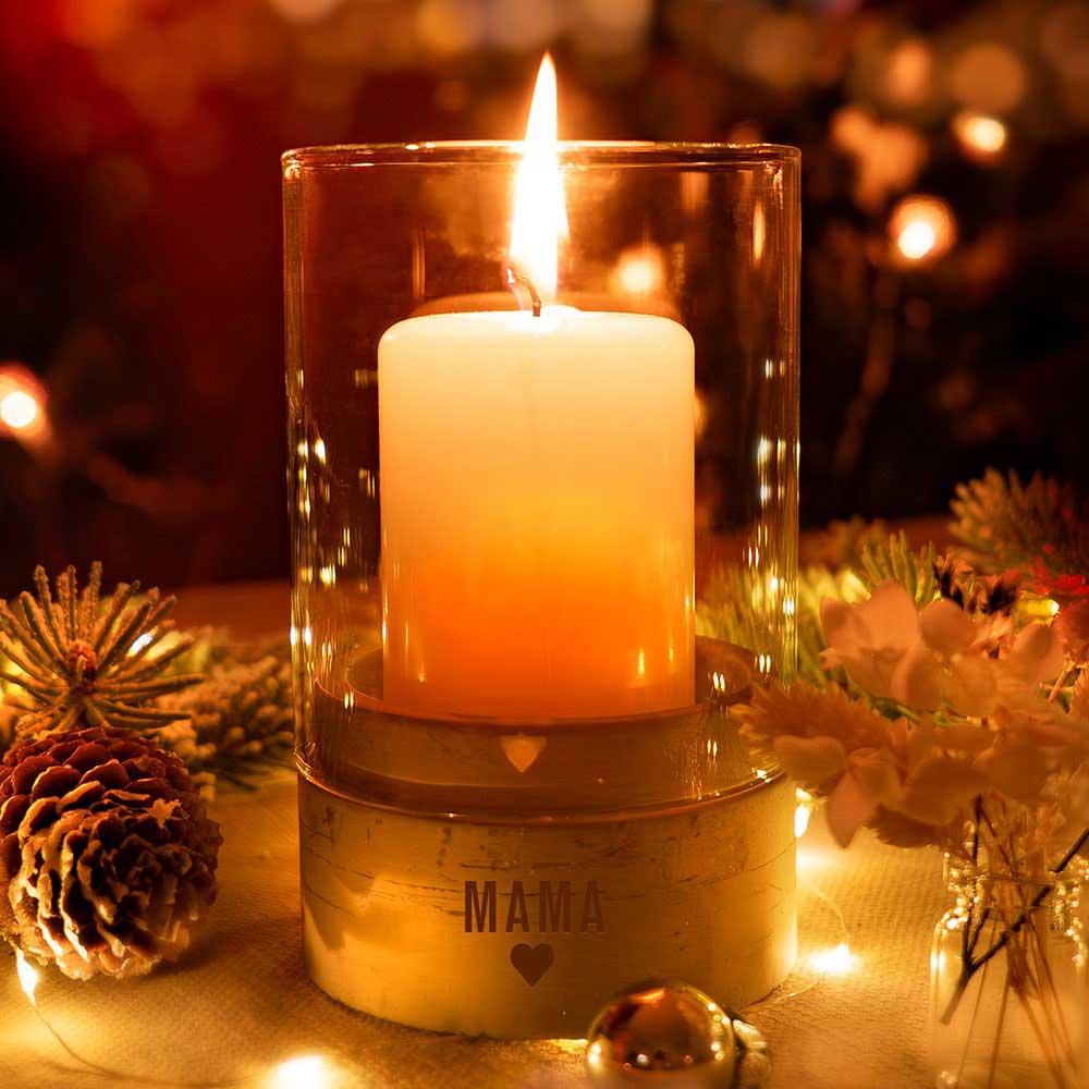 Windlicht - Deco mit Liebe | Betonsockel | Gravur Spruch
