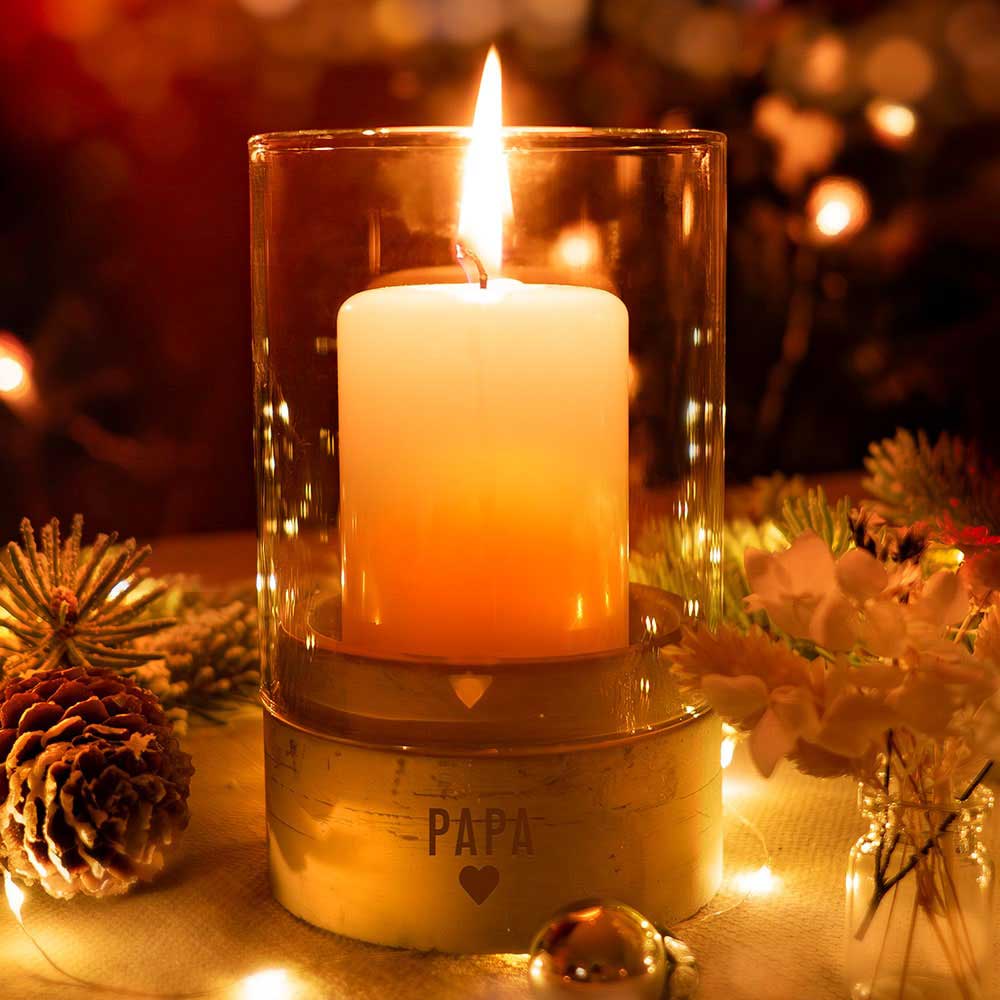 Windlicht - Deco mit Liebe | Betonsockel | Gravur Spruch