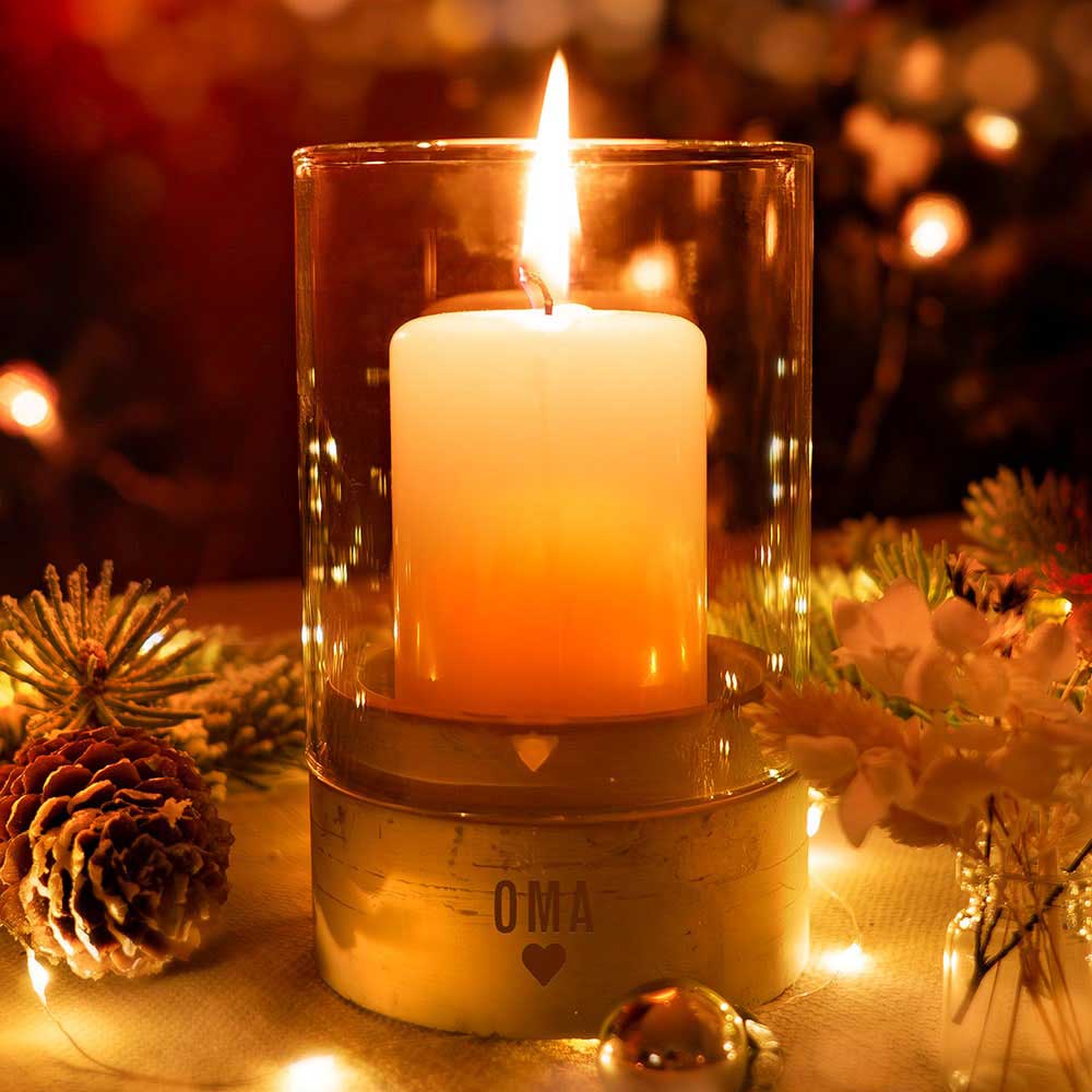 Windlicht - Deco mit Liebe | Betonsockel | Gravur Spruch