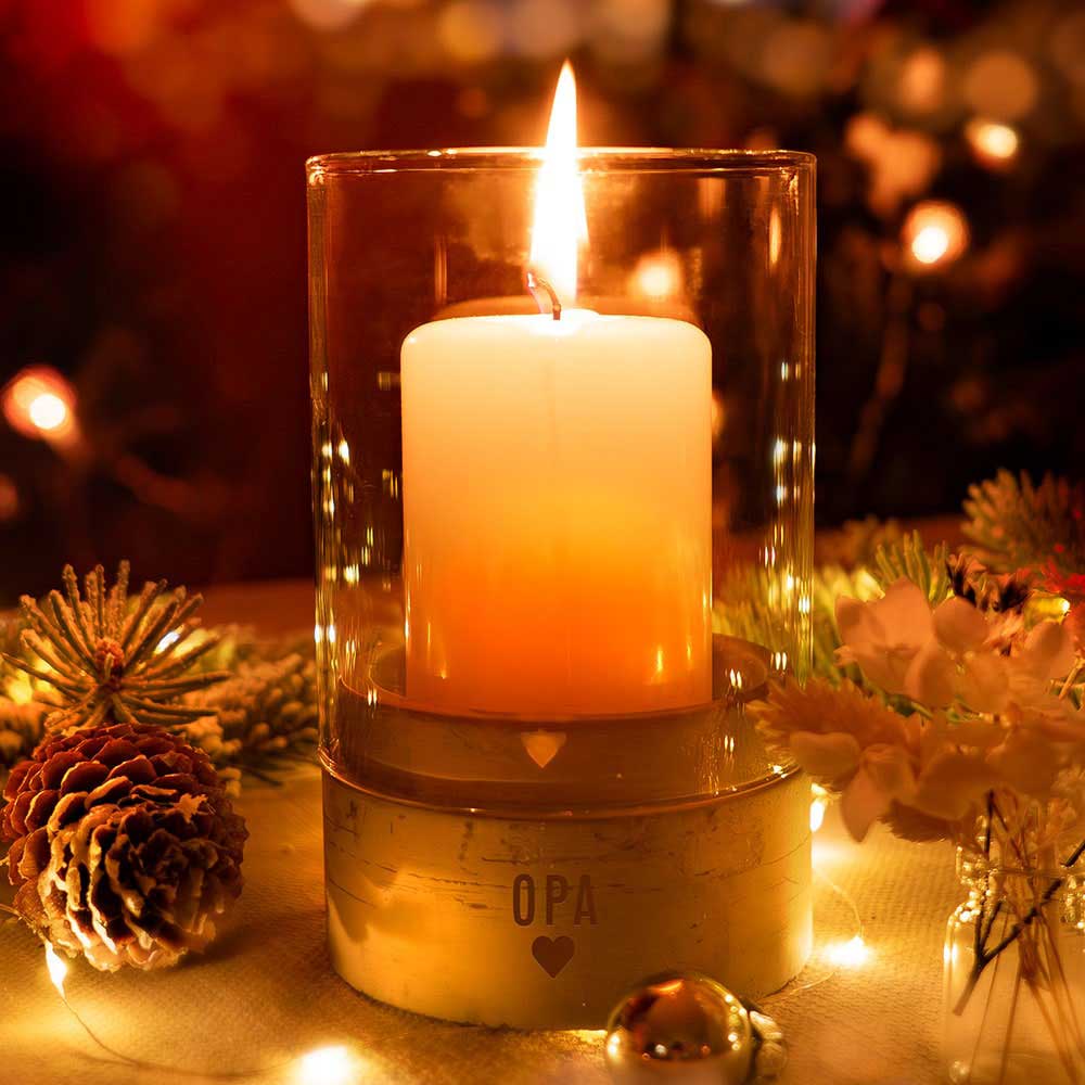Windlicht - Deco mit Liebe | Betonsockel | Gravur Spruch