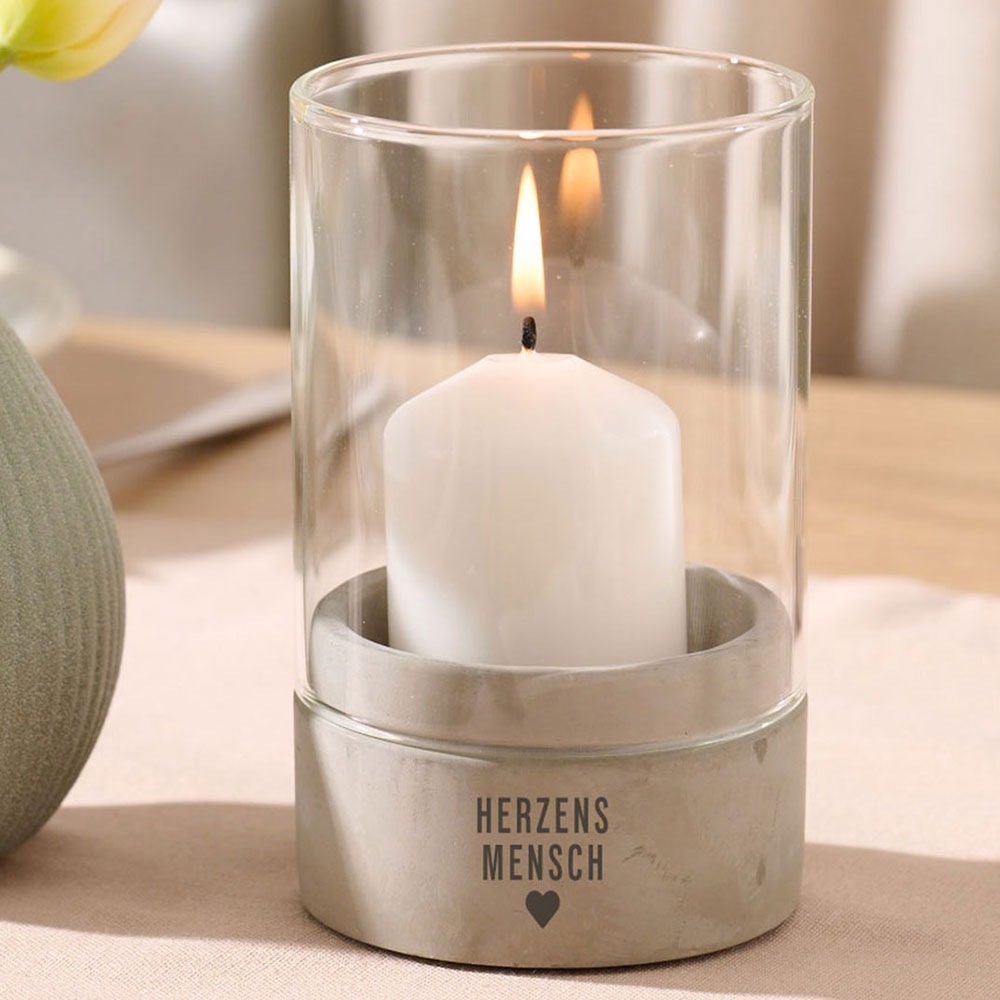 Windlicht - Deco mit Liebe | Betonsockel | Gravur Spruch