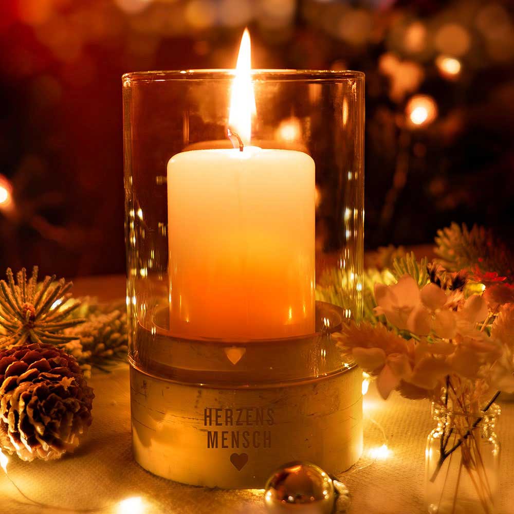 Windlicht - Deco mit Liebe | Betonsockel | Gravur Spruch