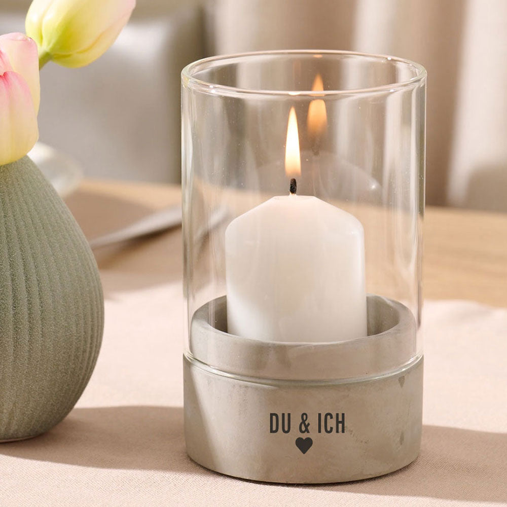 Windlicht - Deco mit Liebe | Betonsockel | Gravur Spruch