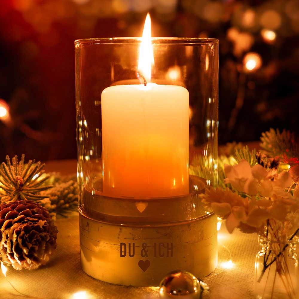 Windlicht - Deco mit Liebe | Betonsockel | Gravur Spruch