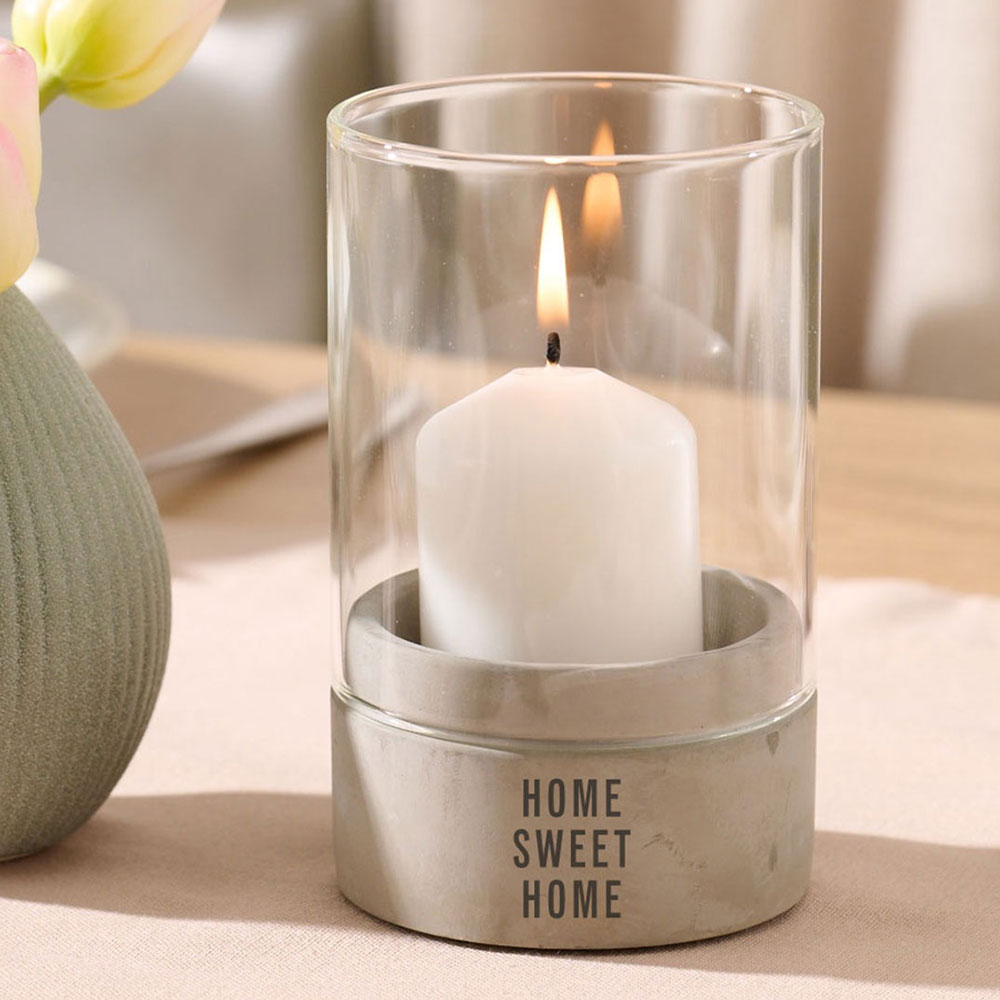 Windlicht - Deco mit Liebe | Betonsockel | Gravur Spruch