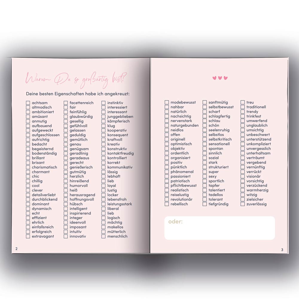 Heft mit Liebeserklärung zum Ausfüllen, Bekleben und Verschenken | 36 Seiten im A5-Format