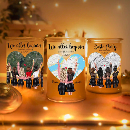 Personalisierte Duftkerze "Wo unsere Freundschaft begann"
