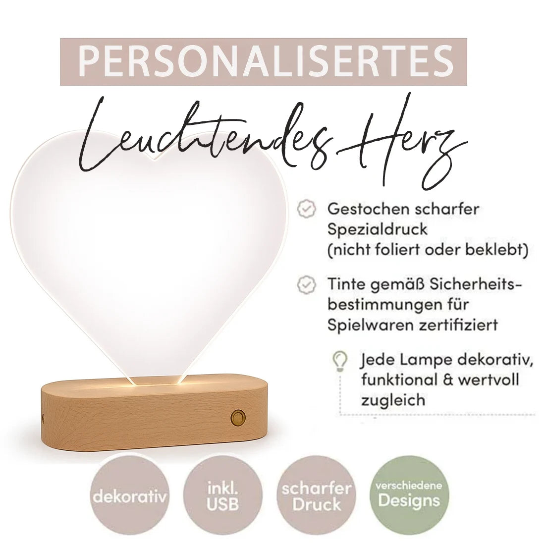 Personalisierte Herz-LED-Lampe aus Acrylglas "Brautpaar #1"