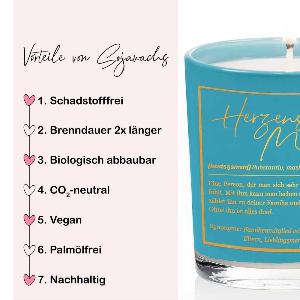 Duftkerze im Glas mit Spruch als Geschenk Nr. 1 "Definition" - Mittelgroß | Duft: Vanille | Farbe wählbar | goldene Schrift | Handgegossen in Bayern | 100% Sojawachs | 200 g Wachs | bis zu 50 h Brenndauer