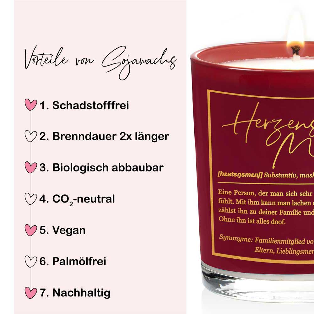 Duftkerze im Glas mit Spruch als Geschenk Nr. 1 "Definition" - Mittelgroß | Duft: Vanille | Farbe wählbar | goldene Schrift | Handgegossen in Bayern | 100% Sojawachs | 200 g Wachs | bis zu 50 h Brenndauer