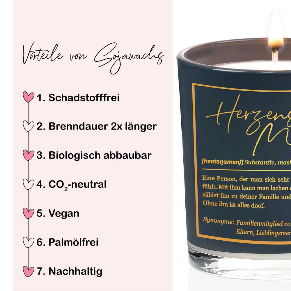 Duftkerze im Glas mit Spruch als Geschenk Nr. 1 "Definition" - Mittelgroß | Duft: Vanille | Farbe wählbar | goldene Schrift | Handgegossen in Bayern | 100% Sojawachs | 200 g Wachs | bis zu 50 h Brenndauer