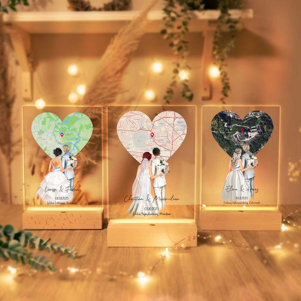 Personalisierte LED-Lampe aus Acrylglas "Brautpaar #2"
