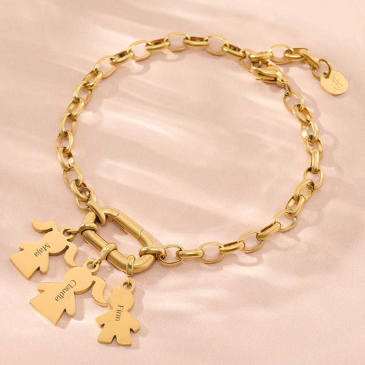 Gravur Armband "Deine Familie" #1 mit personalisierten Charm-Anhängern