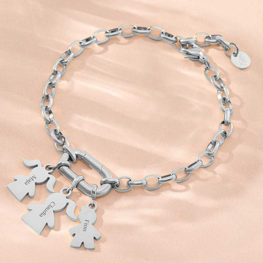 Gravur Armband "Deine Familie" #1 mit personalisierten Charm-Anhängern
