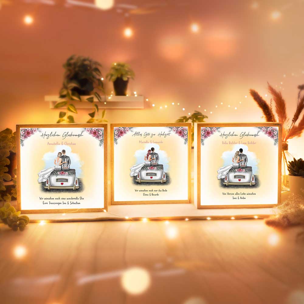 Beleuchteter Bilderrahmen inkl. personalisiertem Bild "Brautpaar #1"