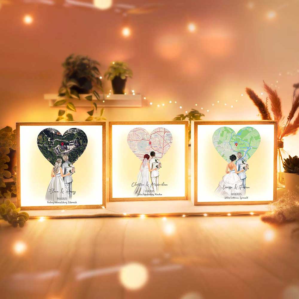 Beleuchteter Bilderrahmen inkl. personalisiertem Bild "Brautpaar #2"