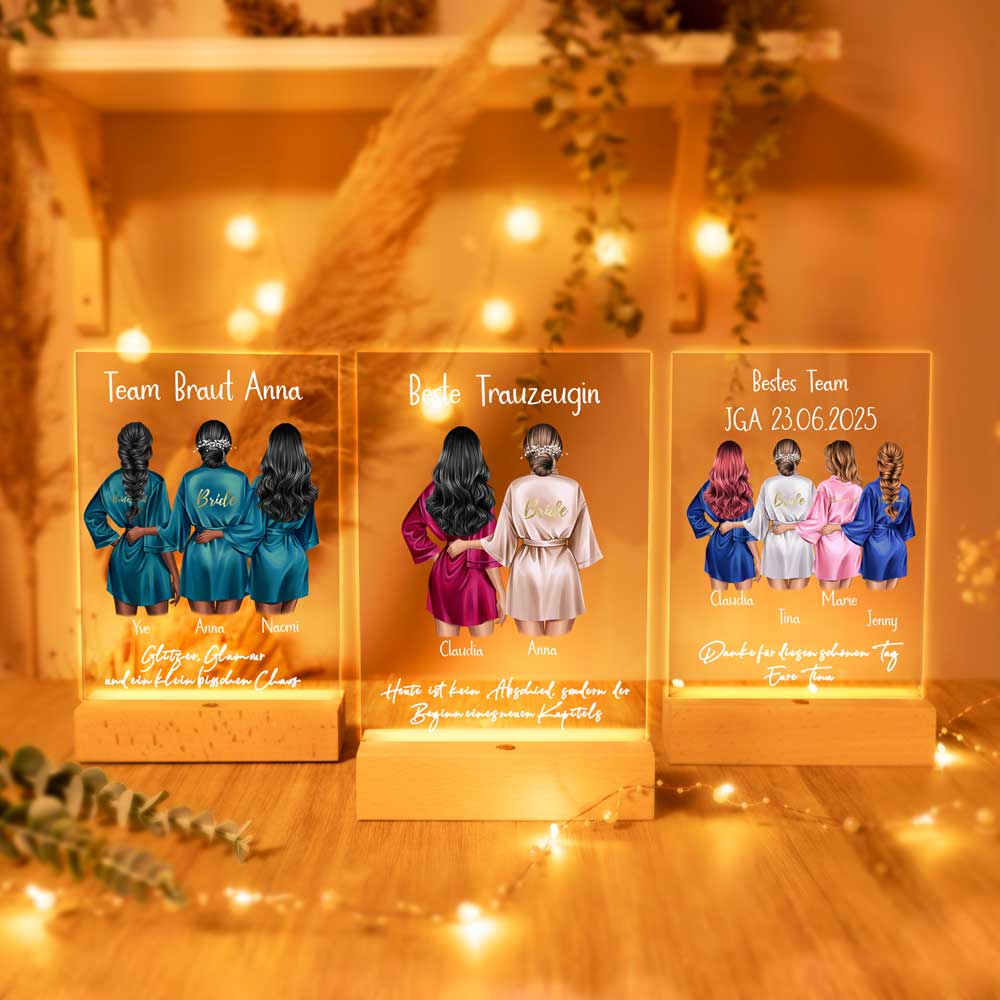 Personalisierte LED-Lampe aus Acrylglas "Junggesellenabschied JGA #2"