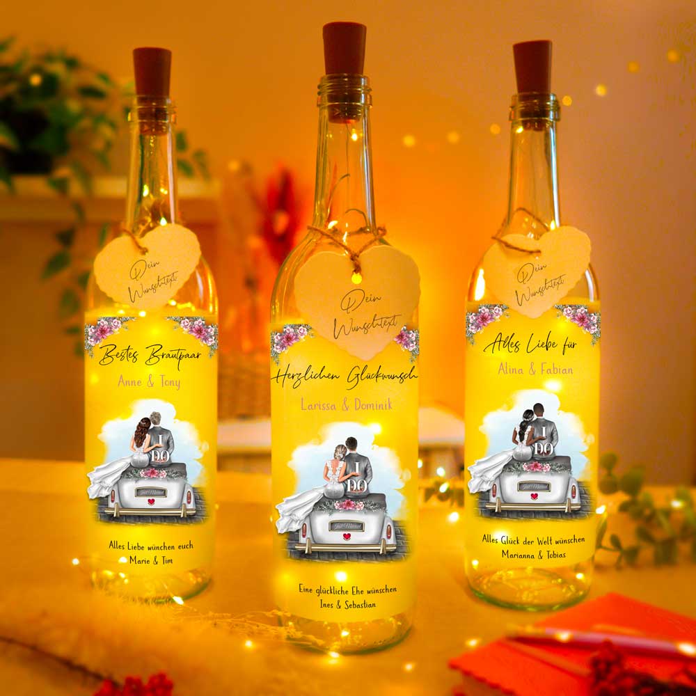 Personalisierte Lichterflasche "Brautpaar #1"