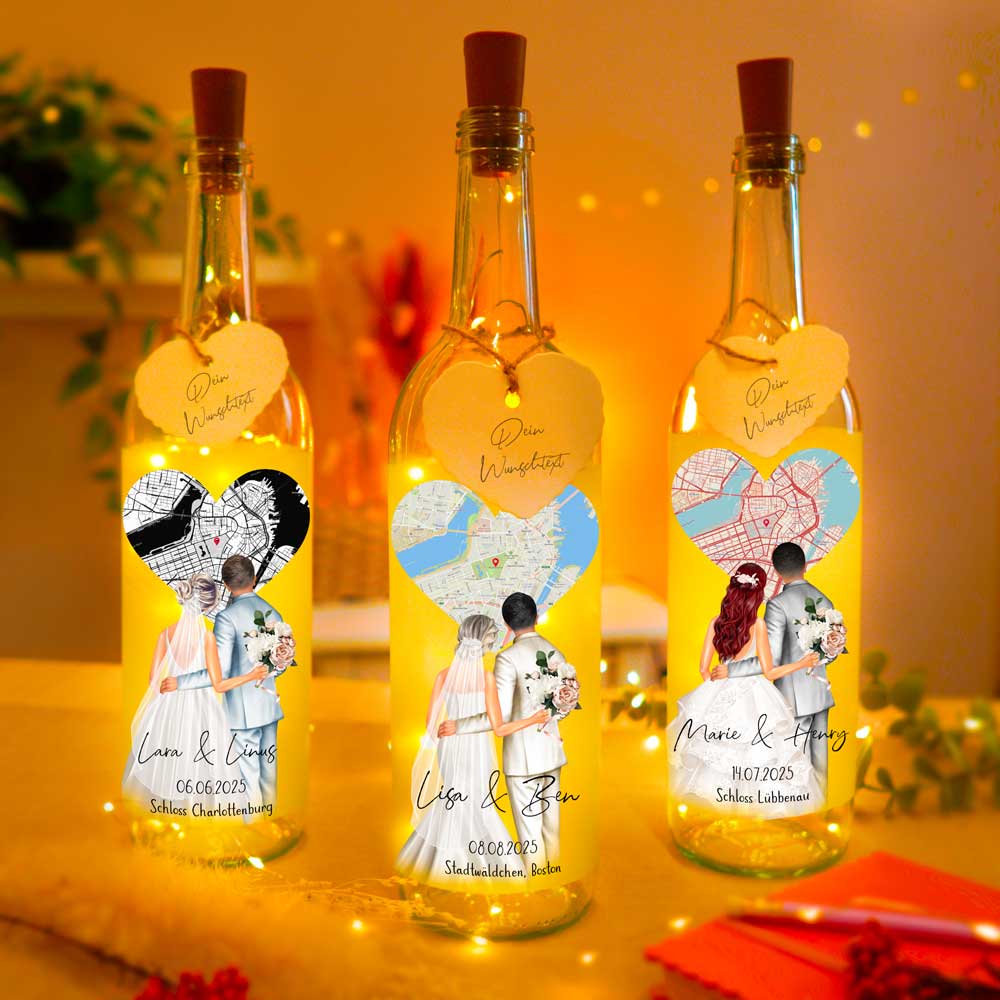 Personalisierte Lichterflasche "Brautpaar #2"