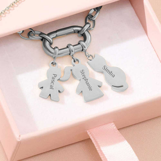 Gravur Halskette "Deine Familie" #1 mit personalisierten Charm-Anhängern