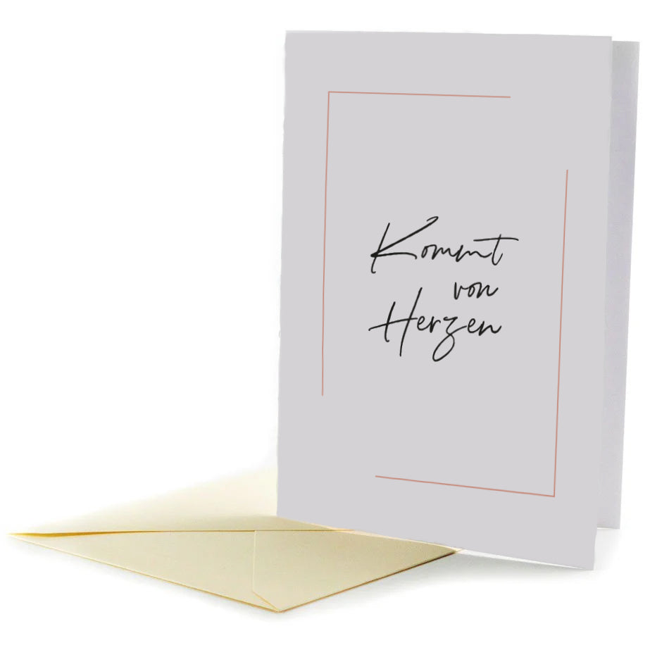 Grußkarte "Kommt von Herzen" mit feinem Briefumschlag als Geschenk