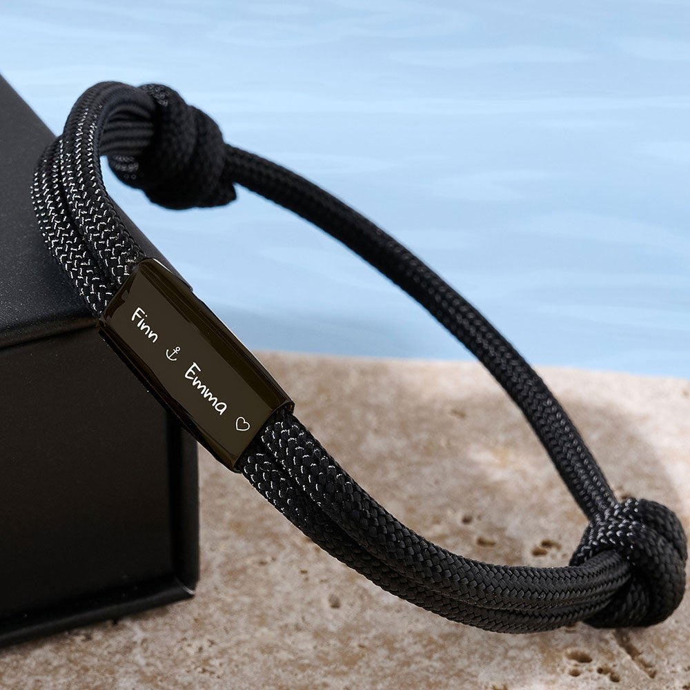Für Herren & Damen: Segeltau Armband #1 mit Wunschgravur