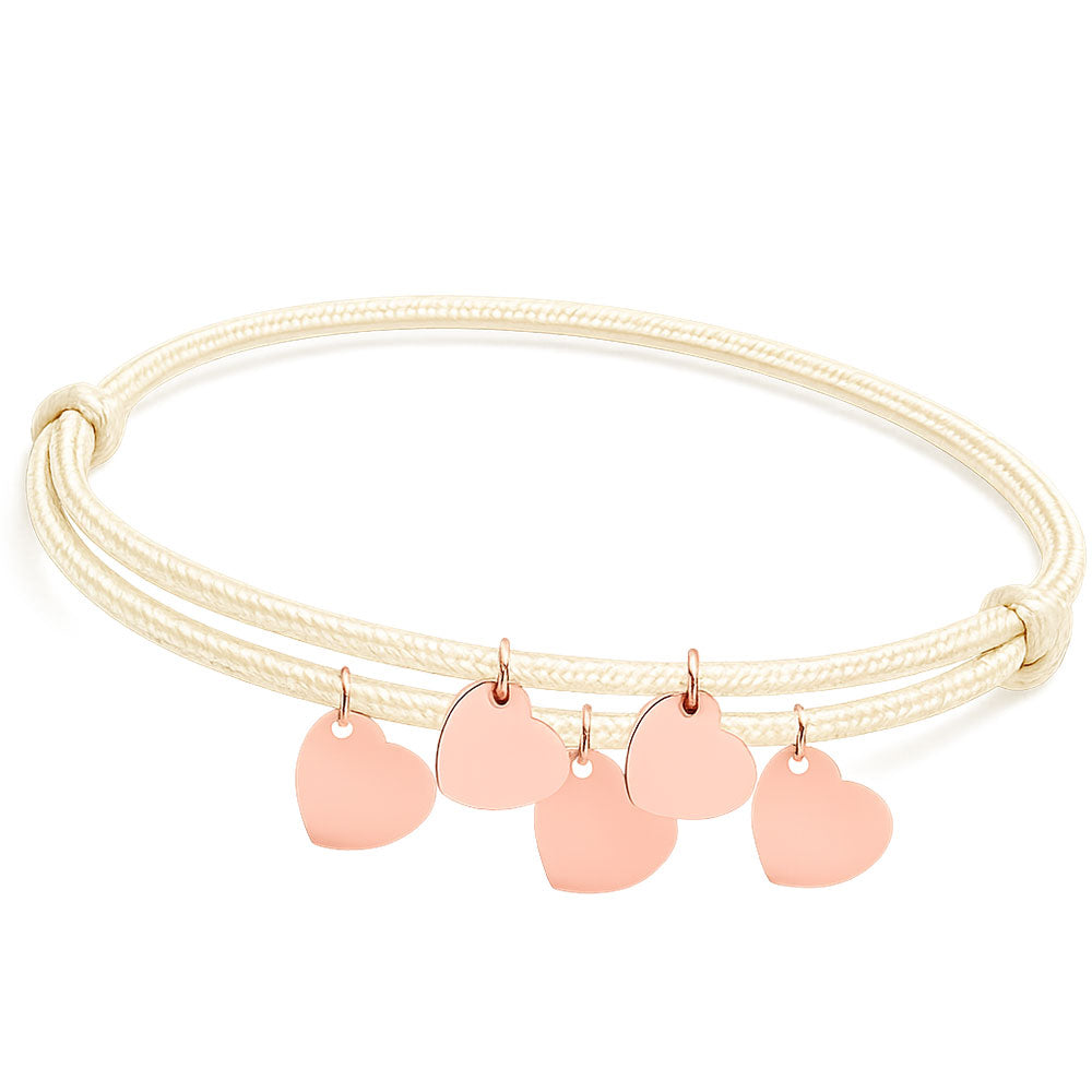 Gravur Armband aus Segeltau "Meine Liebsten" mit personalisierten Herz-Anhängern