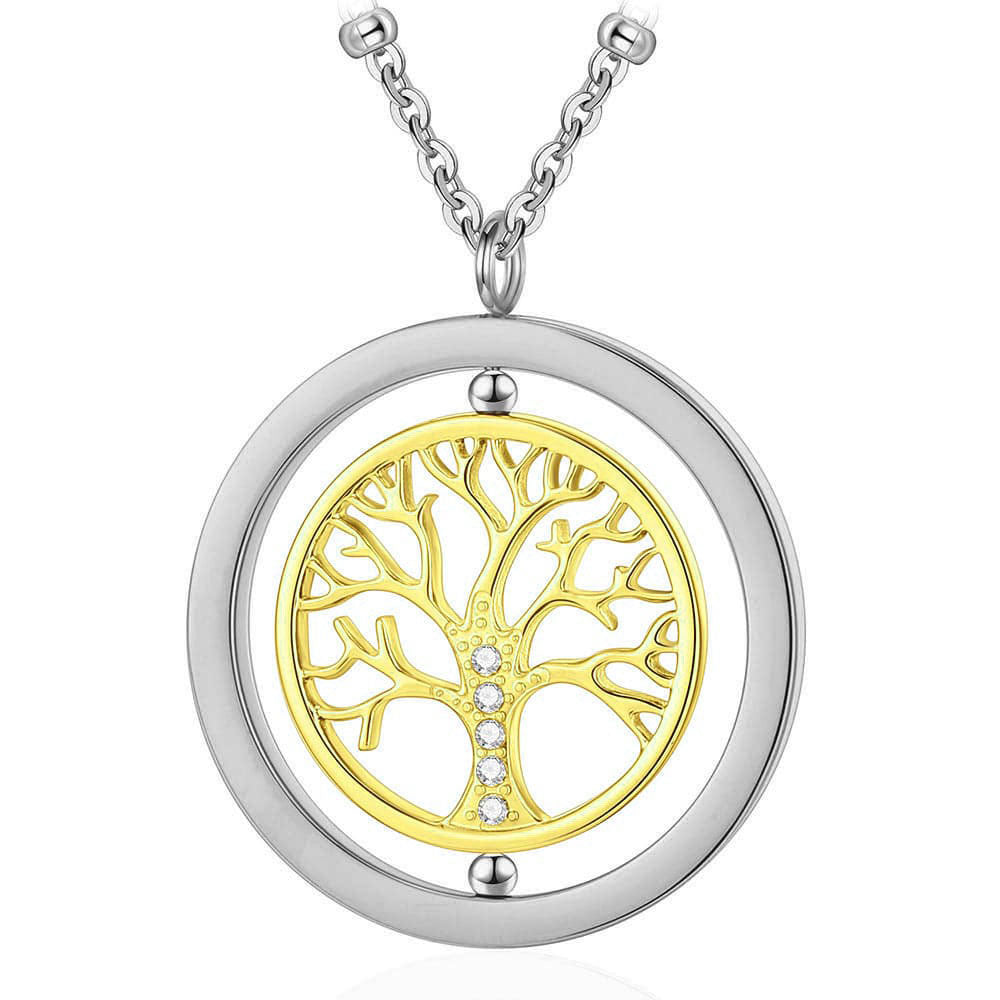 Gravur-Halskette mit drehbarem Lebensbaum | Personalisiertes Geschenk