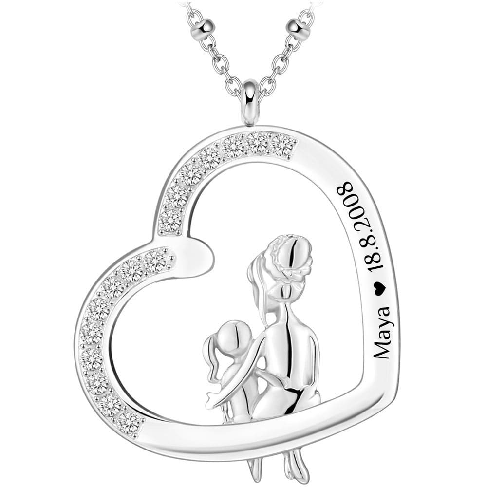 Herz-Halskette mit Gravur "Mama & Tochter" | Personalisiertes Geschenk | Mama | Tochter