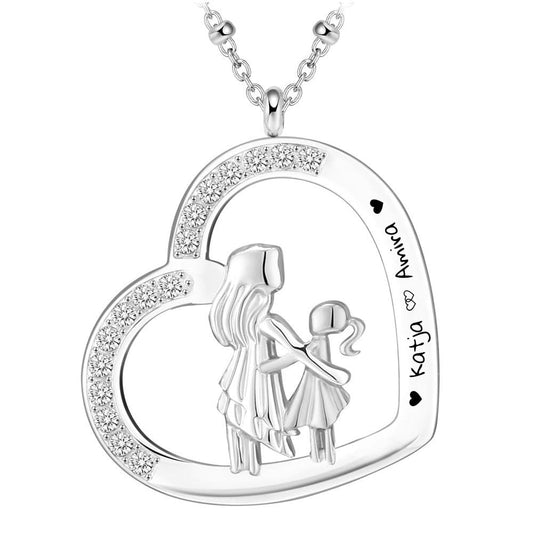 Herz-Halskette mit Gravur "große & kleine Schwester" | Personalisiertes Geschenk | Schwester