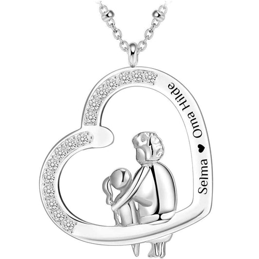 Herz-Halskette mit Gravur "Oma & Enkelin" | Personalisiertes Geschenk | Oma | Enkelin