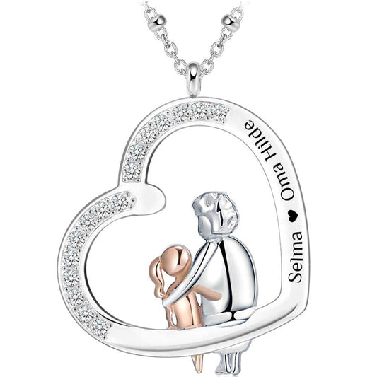 Herz-Halskette mit Gravur "Oma & Enkelin" | Personalisiertes Geschenk | Oma | Enkelin