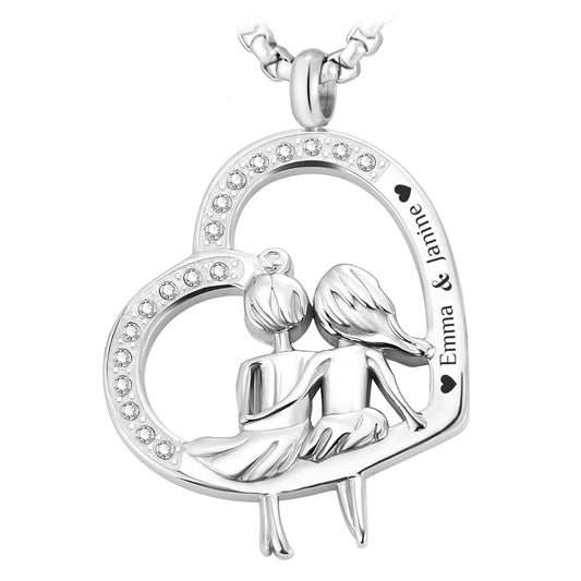 Herz-Halskette mit Gravur "Friends" | Personalisiertes Geschenk | Beste Freundin | Mama | Tochter | Schwester