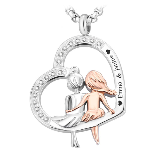 Herz-Halskette mit Gravur "Friends" | Personalisiertes Geschenk | Beste Freundin | Mama | Tochter | Schwester