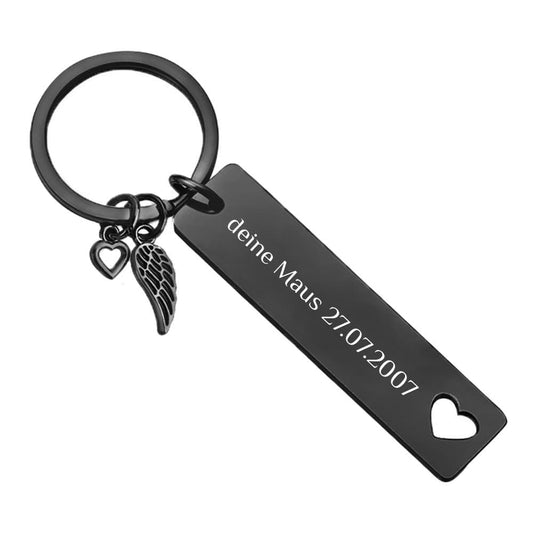 Gravur-Schlüsselanhänger mit kleinem Engelsflügel