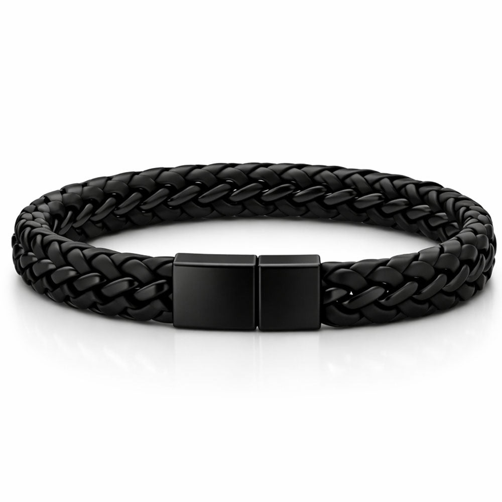 Für Herren:Leder-Edelstahl-Armband mit optionaler Gravur Nr. 10